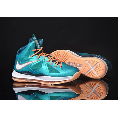 Lebron X "Dolphins" (302/turquoise/orange/white)