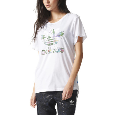 Adidas Originals Mujer Camiseta Freund Trefoil Floral (blanco)