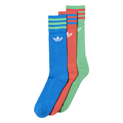 Adidas Originals Calcetines Classic Solid Crew 3PP (Asul/lima/rojo solar)