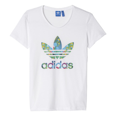 Original Adidas Camiseta Mujer Bird Logo (weiß/multicolor)