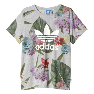 Adidas Originals Mujer Camiseta Freund Trefoil Floral (gris/multicolor)