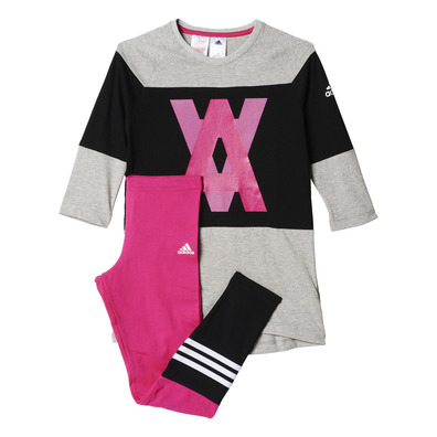 Adidas Set Junior Girls trennt Strumpfhosen (gris/black/rosa)