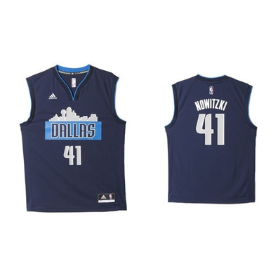 Adidas Camiseta Réplica Dirt Nowitzki Dallas Mavericks (Navy/gris)