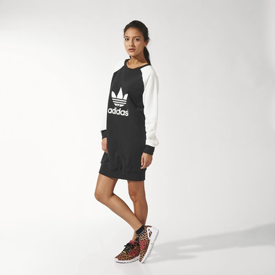 Adidas Original Sweatshirt Kleid (negro/blanco)