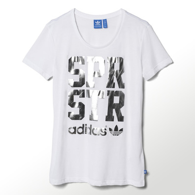 Adidas Originals Damen T-Shirt Big Letter Superstar (weiß/silber)