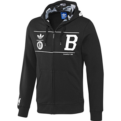 Adidas Capucha Brooklyn Nets Jacke (schwarz/weiß)