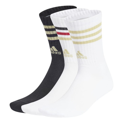 Adidas 3-Streifen Cushioned Crew Socken 3 Paare "White-Black"