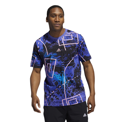 Adidas Basketball Throwback Sublim Allover Print Tee "Bright Blue"