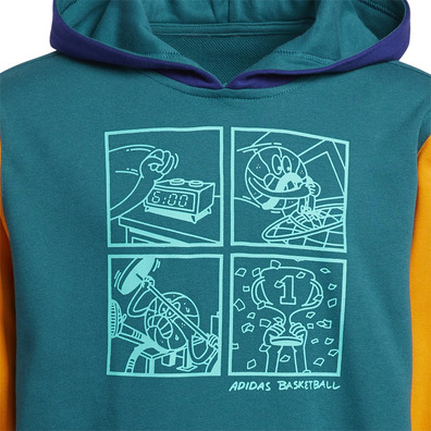 Adidas Basketblall Young Lil Stripe Hoodie "Legacy Teal"