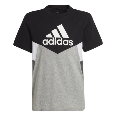 Adidas Boy\'s Colorblock T-Shirt "Black/Medium Grey Heather"