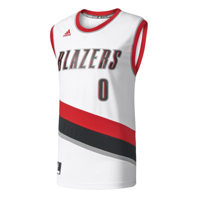 Adidas Camiseta Réplica Damian Lillard Blazers (weiß/schwarz/rot)