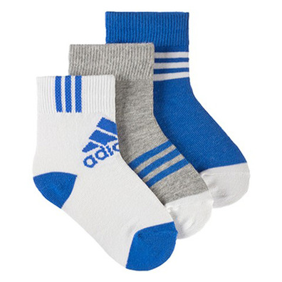 Adidas Kids Socken Tobilleros Training 3PP (blanco/azul/gris)