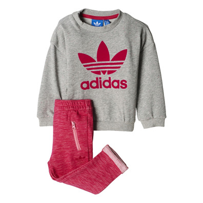 Adidas Originals Chándal Trefoil FT Crew Infants (mittelgrau/ kühn rosa)