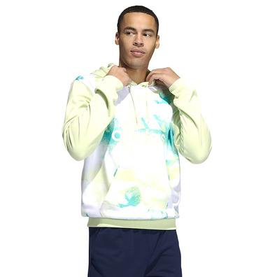 Adidas Sudadera Capucha Basket Allover Drucken "Lime"