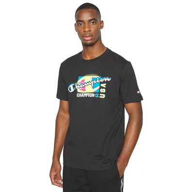 Champion Basketball Legacy Script Logo Spray Neon Tee "Schwarz"