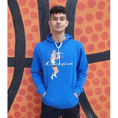 Champion Basketball Vintage Script Logo Kapuzenpullover "Blau"