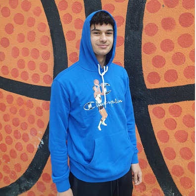 Champion Basketball Vintage Script Logo Kapuzenpullover "Blau"