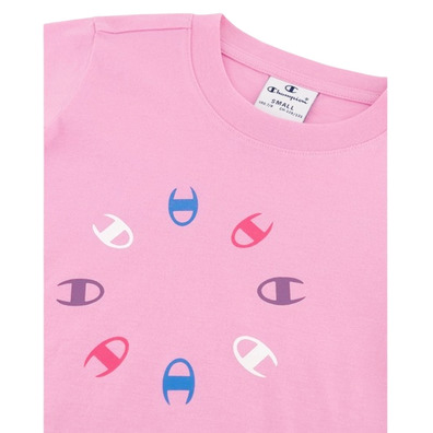 Champion Girls Crewneck T-Shirt mit C-Logo "Pink"