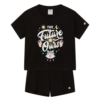 Champion Girls Legacy Cotton Idea Mix T-Shirt und Short Set "Black"