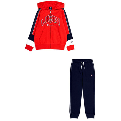 Champion Kids Colour Block Logo USA Trainingsanzug "Red"