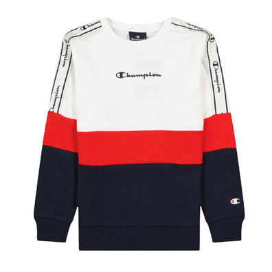 Champion Legacy Farbe Block Script Logo Sweatshirt "White"