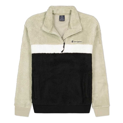 Champion Legacy Sherpa Graduate Panelled Half Z-Up Fleece Sweatshirt "Black-Beige"