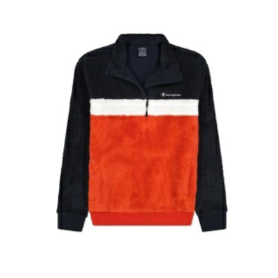 Champion Legacy Sherpa Graduate Panelled Half Z-Up Fleece Sweatshirt "Orange-Navy"