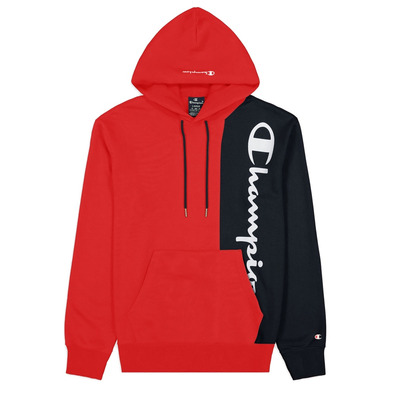 Champion Legacy Spliced Script Logo Druck Hoodie "Red"