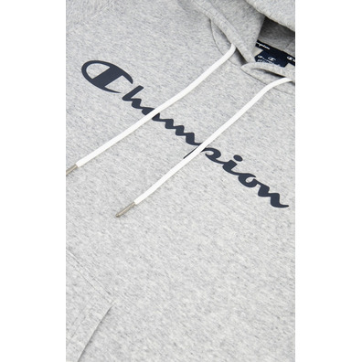 Champion Script Logo Print Cotton Terry Hoodie "Light Grey"