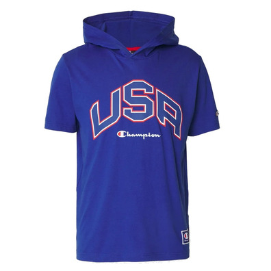 Champion Sport Lifestyle Basketball USA Logo Comfort Fit T-Shirt mit Kapuze "Nautical Blue"