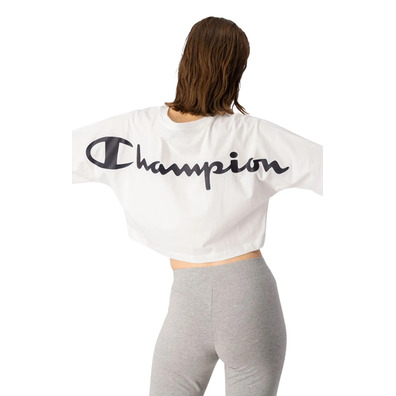 Champion Wm ́s Cropped Back Script Logo T-Shirt "White"