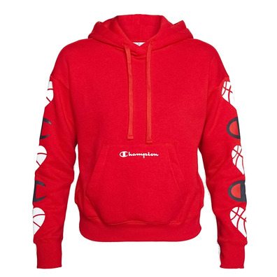 Champion Wm ́s Legacy Logo Ärmel Love Hoodie "Red"