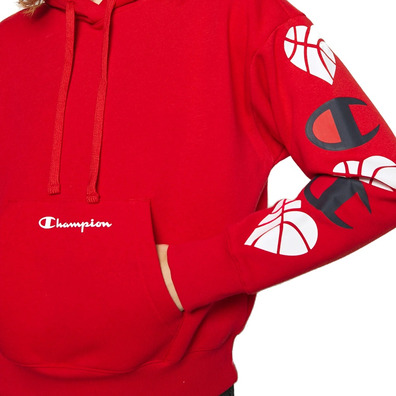 Champion Wm ́s Legacy Logo Ärmel Love Hoodie "Red"