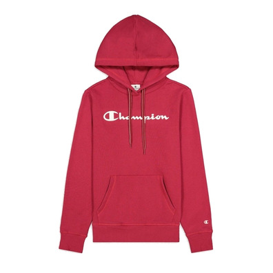 Champion Wn ́s Legacy Script Logo Drucken Baumwolle Terry Hoodie "Burgundy Red"