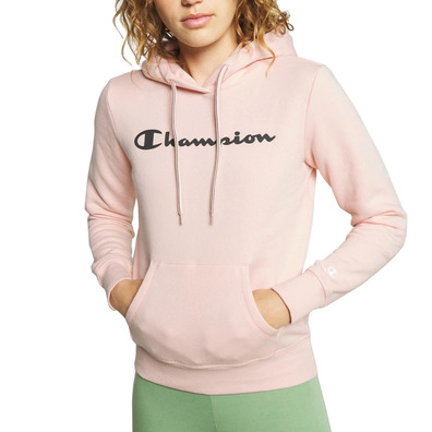 Champion Wn ́s Legacy Script Logo Print Cotton Terry Hoodie "Rose Tane"