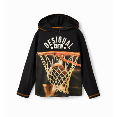 Desigual Basketball Kapuzen T-Shirt "Black"