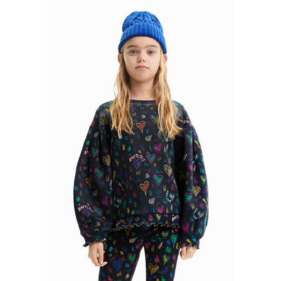 Desigual Girls Sweatshirt mit Herzbildern