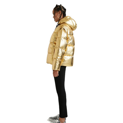 Desigual Goldene gepolsterte Jacke mit abnehmbaren Ärmeln