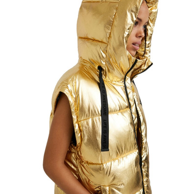 Desigual Goldene gepolsterte Jacke mit abnehmbaren Ärmeln