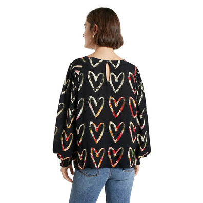 Desigual Loose Crepe Herzen Bluse