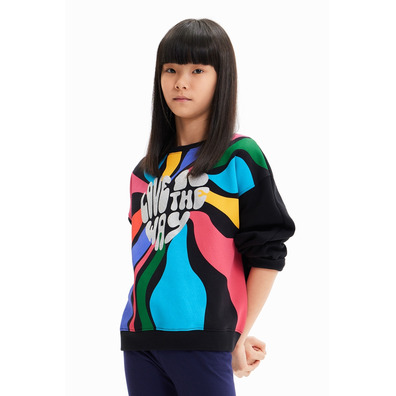 Desigual Girls Mehrfarbig Nachricht Sweatshirt "Black"