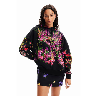 Desigual Oversize Floral Hoodie "Black"