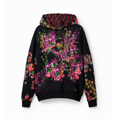 Desigual Oversize Floral Hoodie "Black"