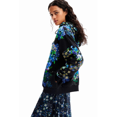 Desigual Oversize Floral Hoodie "Royal"