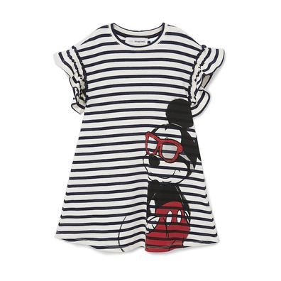 Desigual Girls Striped Mickey Maus Kleid