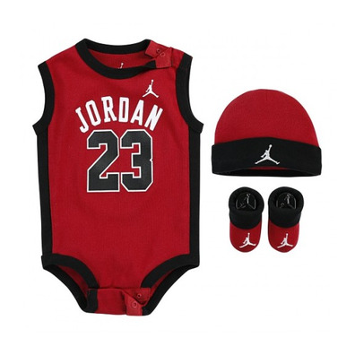 Jordan Infants J23 Jersey/hat/bodysuit/bootie 3 Stück Set (0-6M) "Gym Red"