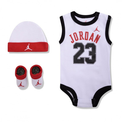 Jordan Infants J23 Jersey/hat/bodysuit/bootie 3 Stück Set (0-6M) "White"