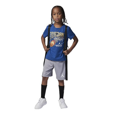 Set Jordan Infants JDB Court Air Tee + Short Mesh Set "Cemen Grey-True Blue"