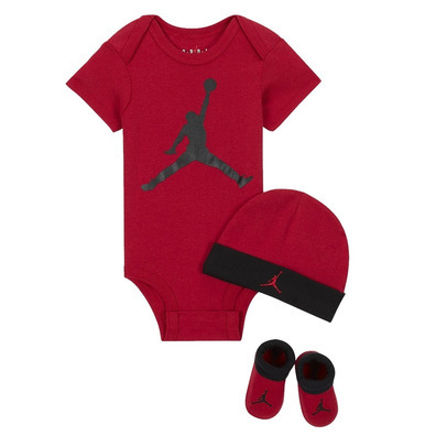 JHN Jumpman Infants Mütze/ Bodysuit /Bootis Set 3pc "Gym Red"