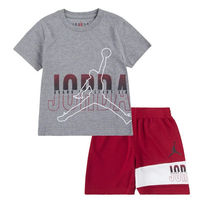 Konjunktiv Jordanien Kinder JDB Jumpman Wrap Logo Tee und Short Set "Gym rot-Carbono"